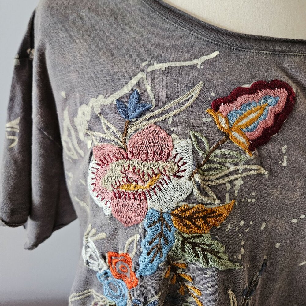 Caite Kyla Brigette Dress Embroidered XSmall Dark Gr T Shirt Long Top NWT - Picture 4 of 10